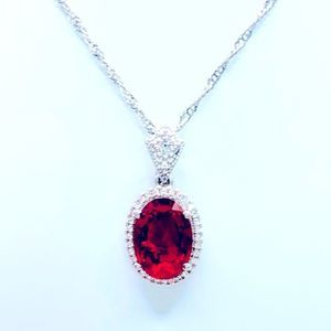 NEW! SPARKLING RED TOPAZ AND SWAROVSKI CRYSTAL